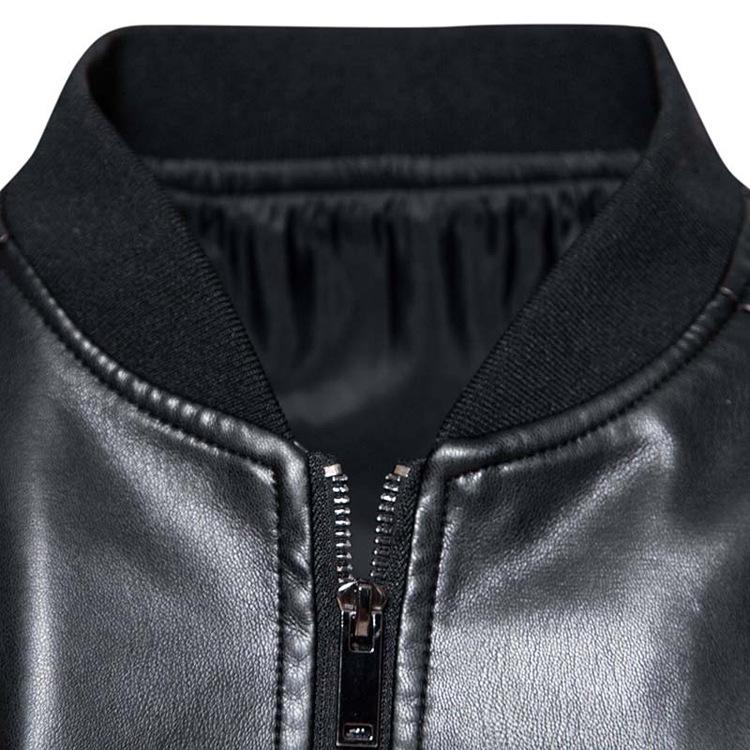 Men's Casual PU Leather Motorcycle Jacket with Stand Collar