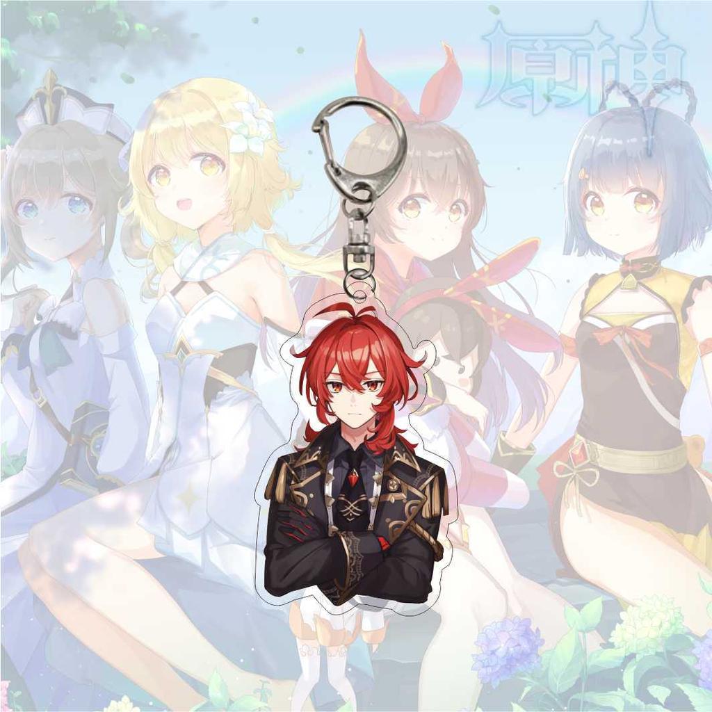 Cartoon Anime Genshin Impact Keychain Acrylic Double Sided Transparent Key Chain Ring Keyring Accessories Jewelry For Fans Gifts