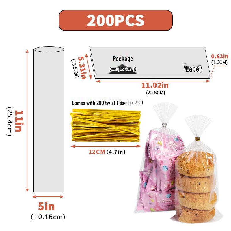 Clear Drawstring Packaging Bag for Cookies, Bread, Candy, and Baked Goods