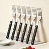 6Pcs Acrylic Clip Stainless Steel Handle Fork Set Mirror Dinner Fork Tableware Western Dessert Cake Fruit Fork Kitchen Cutlery