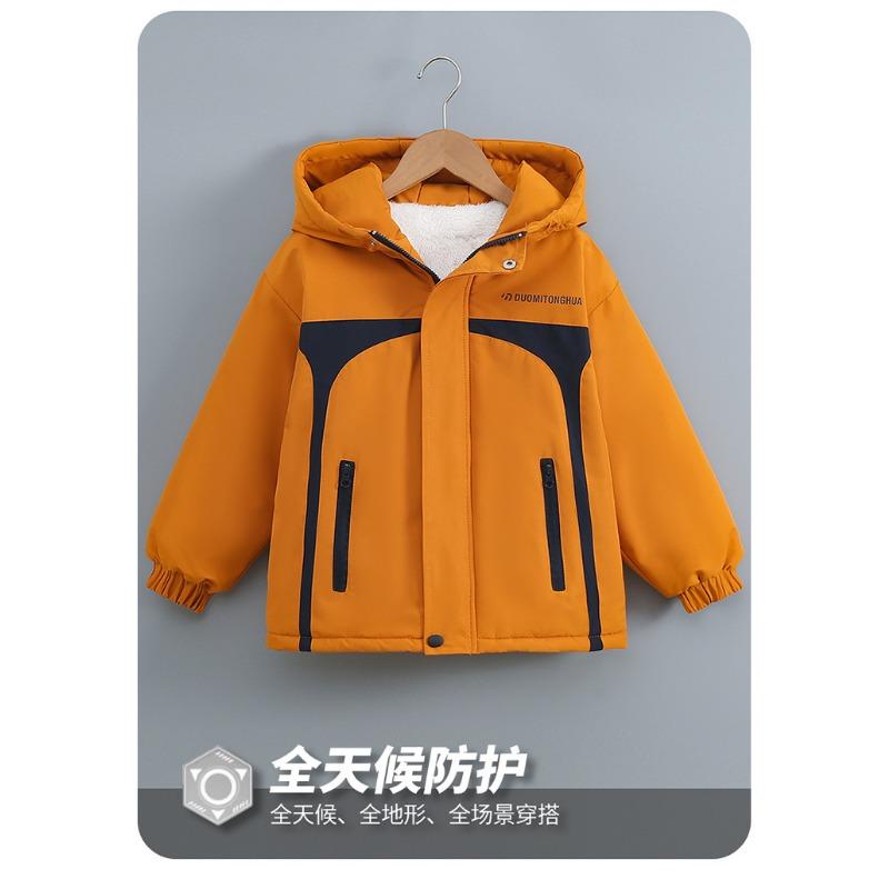 Boys Thickened Fleece Padded Winter Jacket Big Kids Warm Padded Children Outerwear Coat