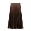 Spring 2025 Women's Slimming High-Waisted Silk Satin Pleated Midi Skirt
