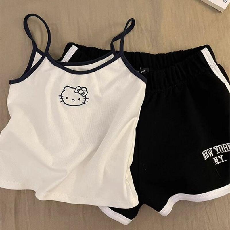 Women s Padded Camisole Pajama Set: Outerwear Shorts & Vest, Thin Imitation Cotton, Pure Cotton Homewear M-L
