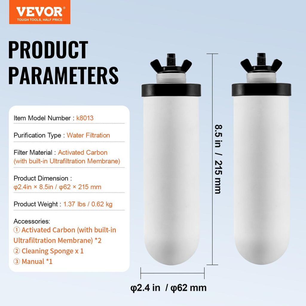 Wkłady do filtrów wody, Elementy oczyszczające, Ceramiczne wkłady zamienne, Łatwy do wymiany filtr wody, Grawitacyjny system filtracji wody, Kompatybilny