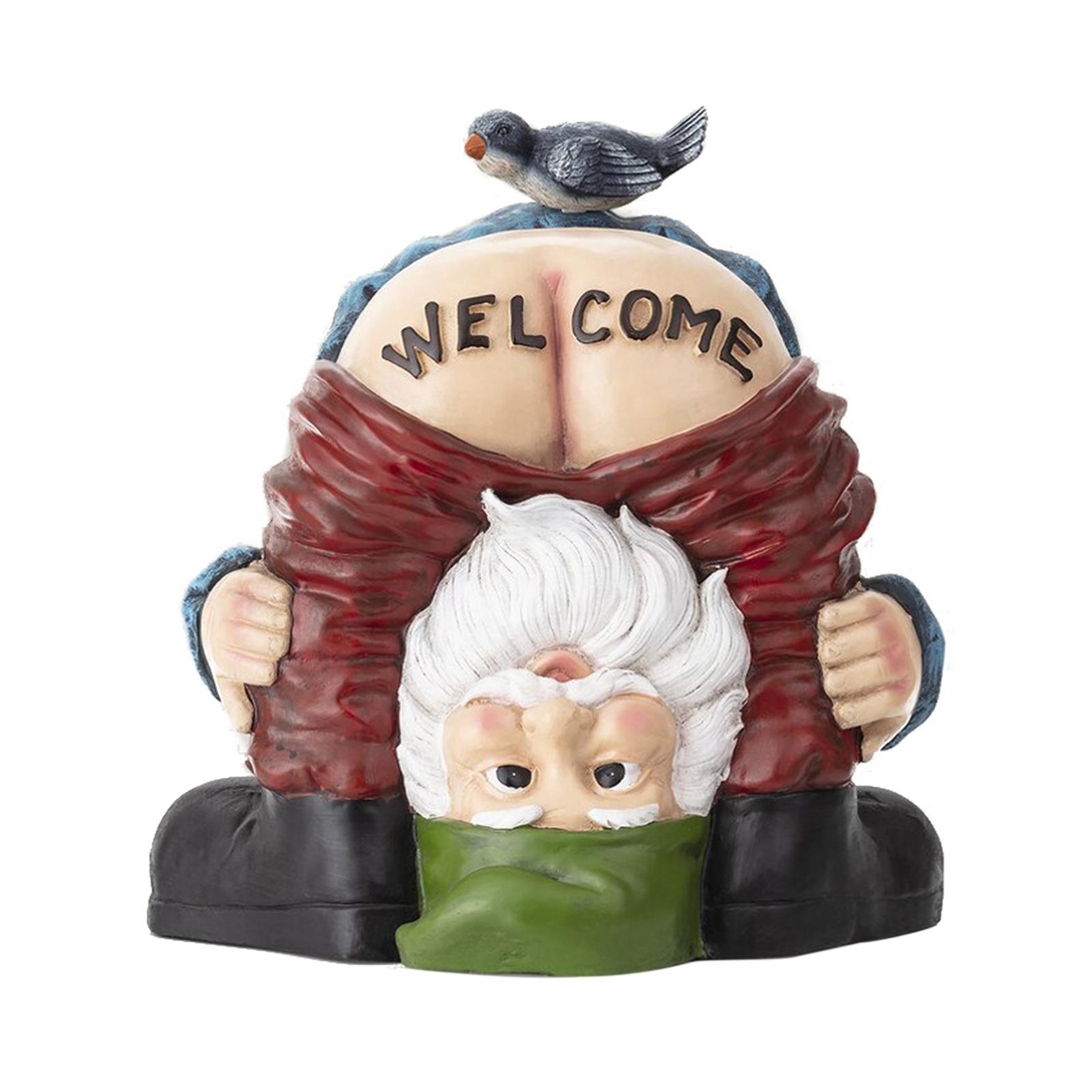 

Funny Garden Gnome Statue Prank Dwarf Resin Doll Craft For Garden Entrance ярко-розовый