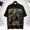 Vintage New Orleans Football Shirt, Black Gold Knight Graphic Tee, Americana Streetwear, Washed Black Oversized T Shirt Crewneck Hoodie Gift