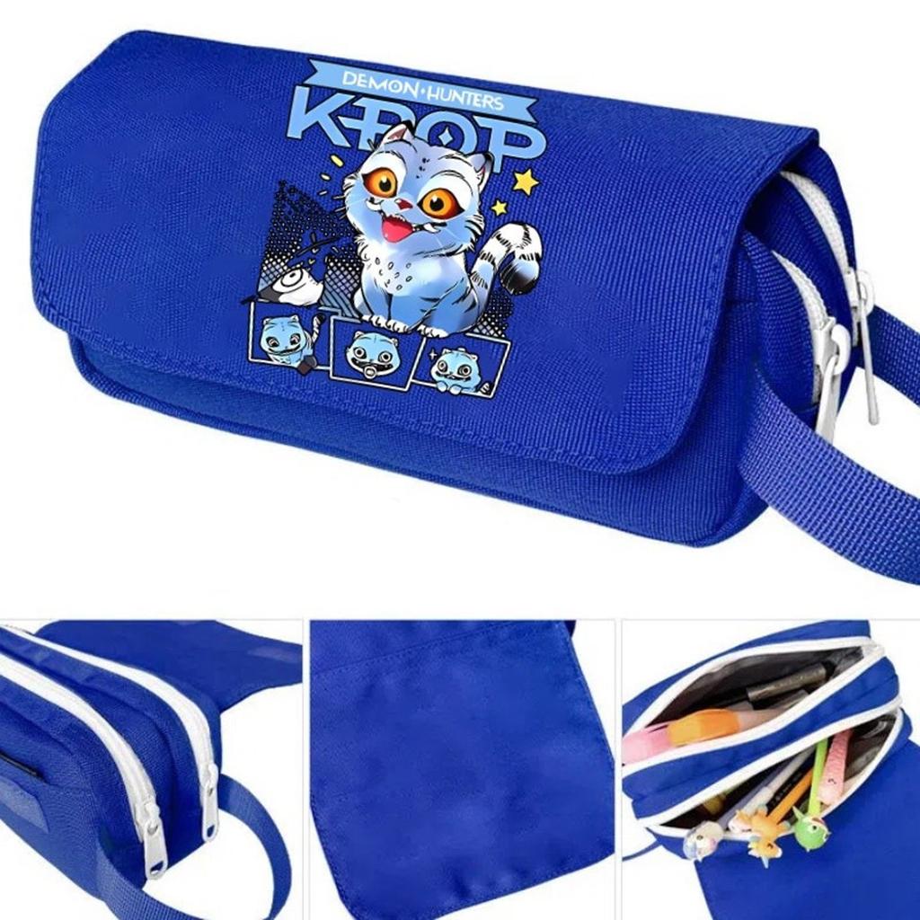Witch Hunters Cartoon Print Large Capacity Double-Layer Portable Pencil Bag For Primary And Secondary School Students