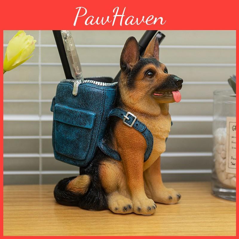 Kreativ Söt Border Collie Pennställ Kontorsbord Snygg Harts Pappersvaruorganisatör