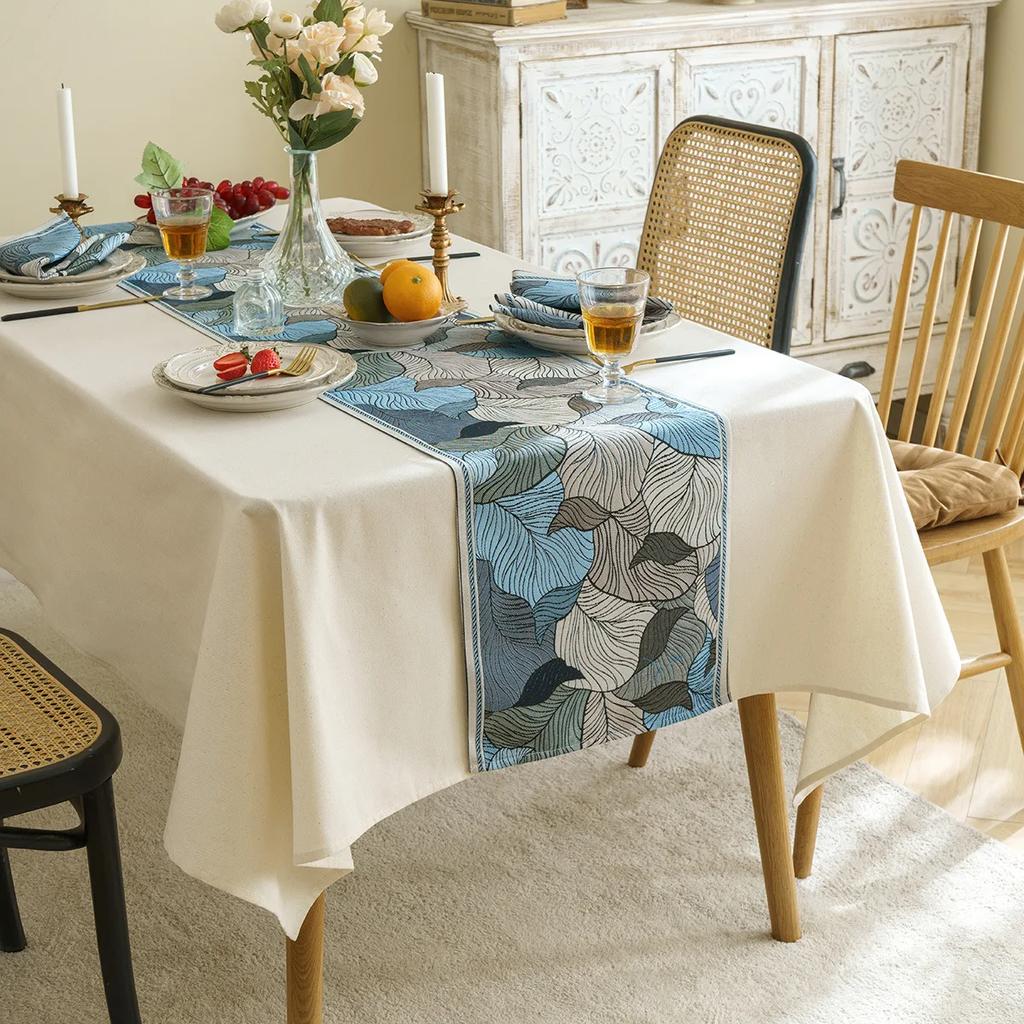 Tischläufer mit Blattmuster, moderne Dekoration für Zuhause, Hochzeit, Tischläufer, Küchendekor, TV-Schrank, Tischdecken, Tischsets, Bettfahne
