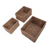 3PCS Wicker Storage Baskets for Shelves Organizing Decorative Woven Storage Baskets Set Desk Organizers