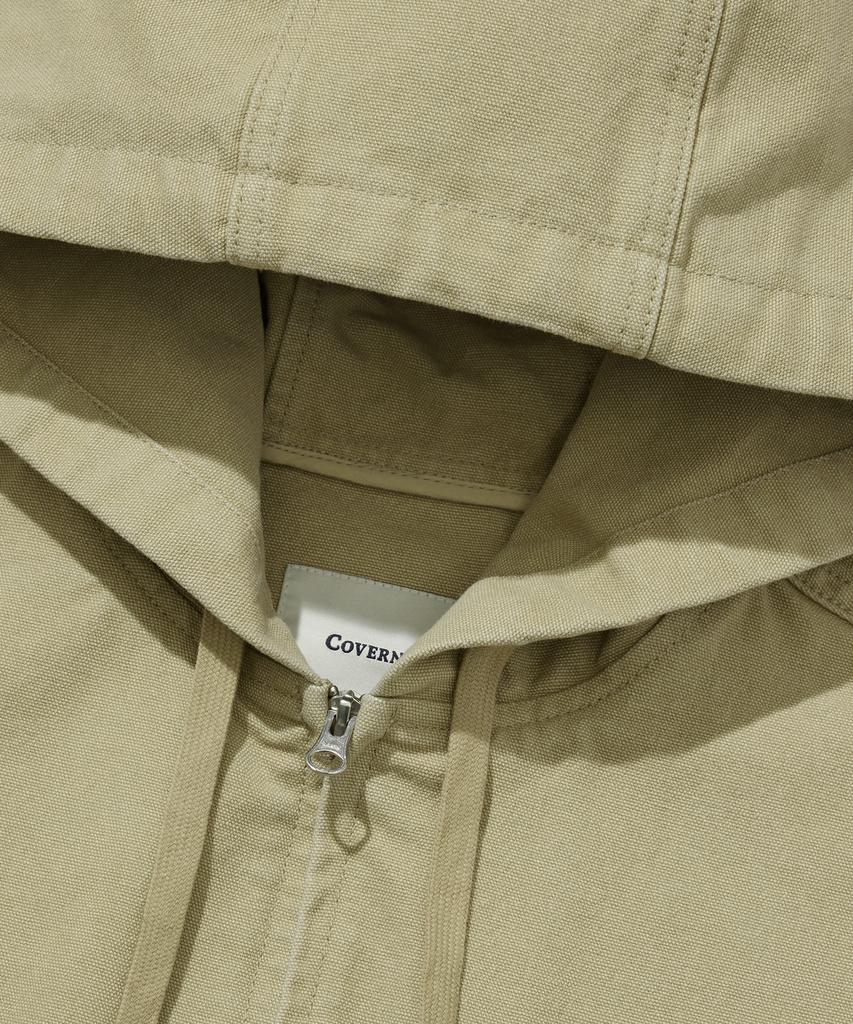 Covernat C Logo Heavy Oxford Hooded Jacket Beige