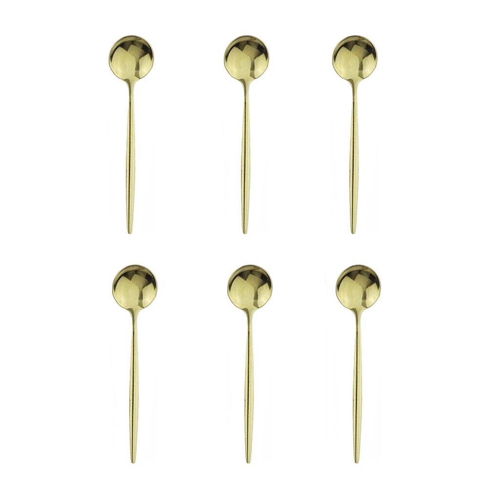 6st rostfritt stål kaffesked Dessertglass Barnskedar Polerad omrörande tesked Kökstillbehör Bestick