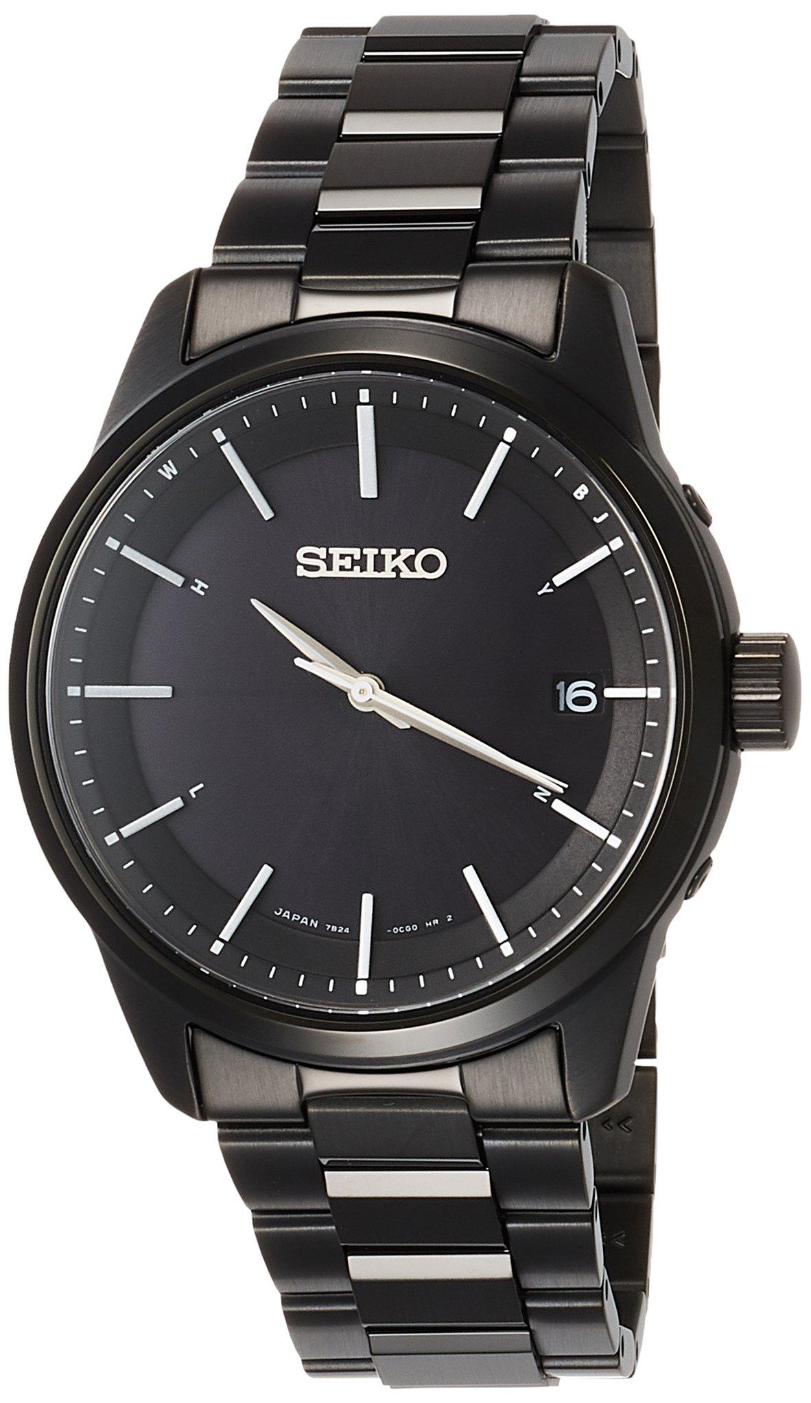 

Seiko Watch SBTM257 Basic Solar Stainless Steel Black Men s Radio-Controlled Watch,