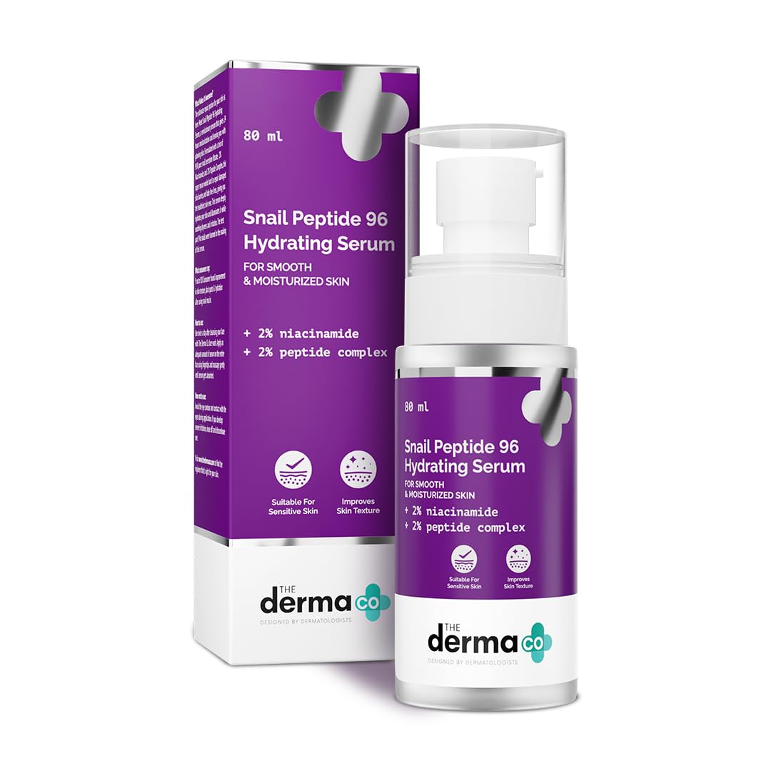 

The Derma Co Snail Peptide 96 Hydrating Serum For Smooth Moisturized Skin Lightweight Non Greasy Daily Face Serum 80 Ml