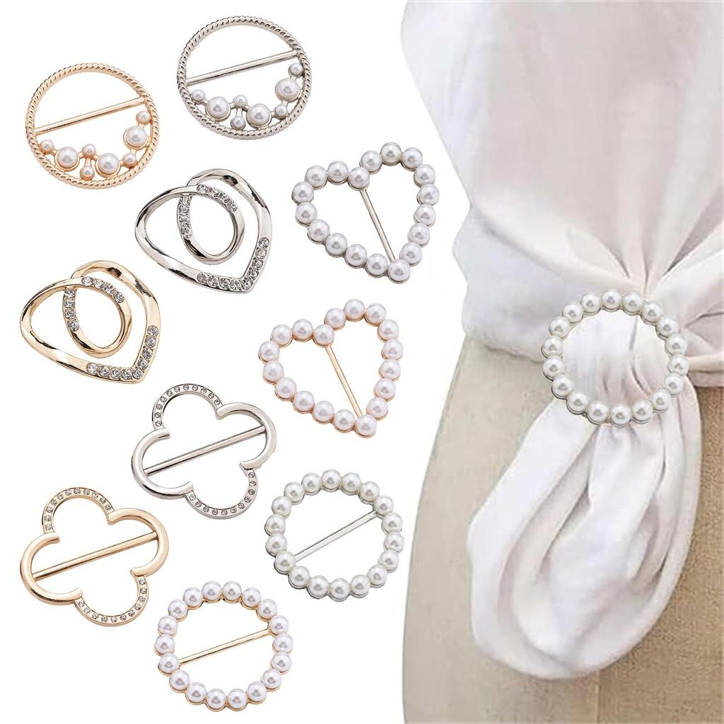 Scarf Ring Clip - T-shirt Ties Clips Clothes Corner Knotted Button For Women Fashion Metal Shirt Clip Buckle CLE