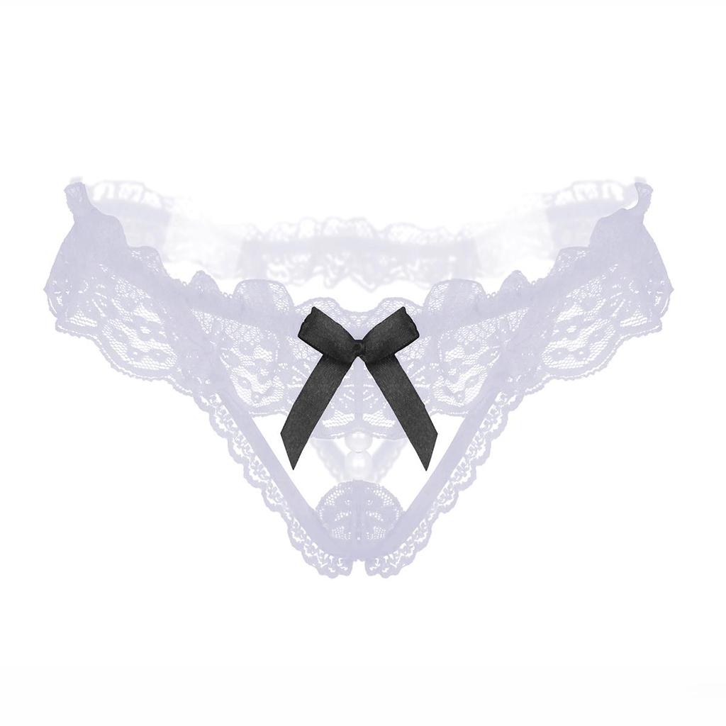 Female Underwear Lace Seamless Thongs Women's Pants Sexy Pearl G-String  Women Crotchless Breathable Sleepwear