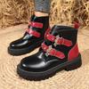 Winter Round Toe Comfortable Low Heel Mid Length Boots Fashionable New Style Elegant Buckle Casual Knight Boots For Women