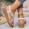 Fashion Rhinestone Decor Wedges Sandals for Women Summer 2025 Bohemian Style Platform Sandles Woman Thick Sole Non Slip Beach Sandalias