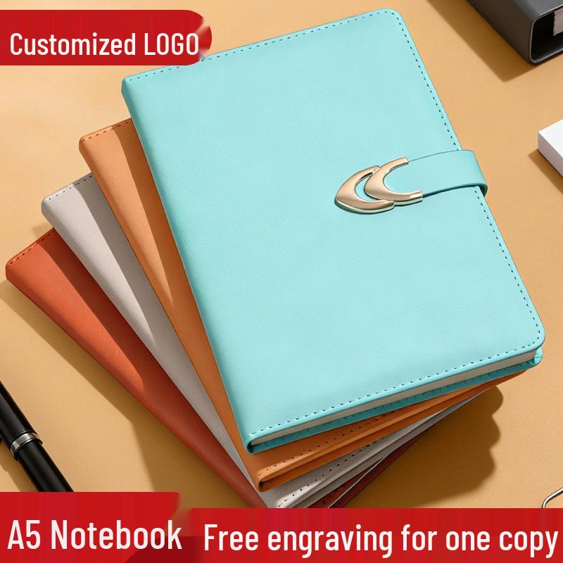 A5 Magnetic Clasp Faux Leather Loose-Leaf Notebook for Students and Business