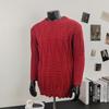 Plus Size Red Cable Knit Pullover for Men – Autumn/Winter Loose Fit Trendy Knitwear