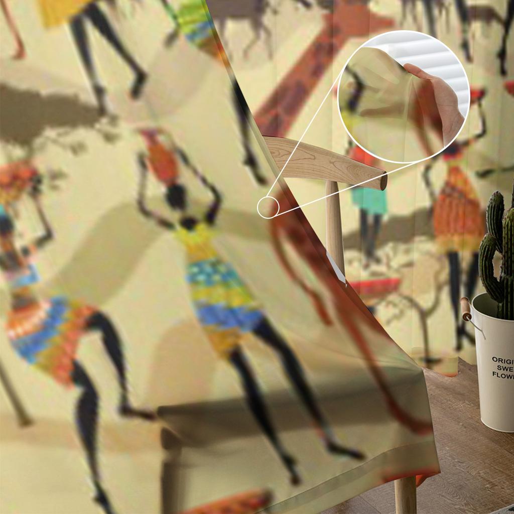 Nahtlose Textur mit afrikanischen Frauen Chiffon-Vorhänge für Wohnzimmer Schlafzimmer Dekoration Fenster Voiles Tüll Vorhang