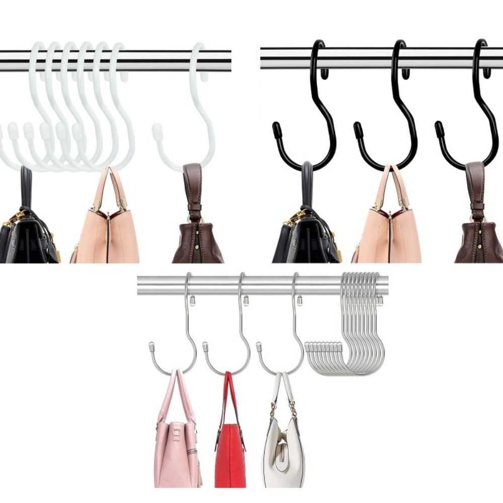 5pcs S Shaped S Hooks Metal Storage Rack Unique Bag Hanger Hooks  Home