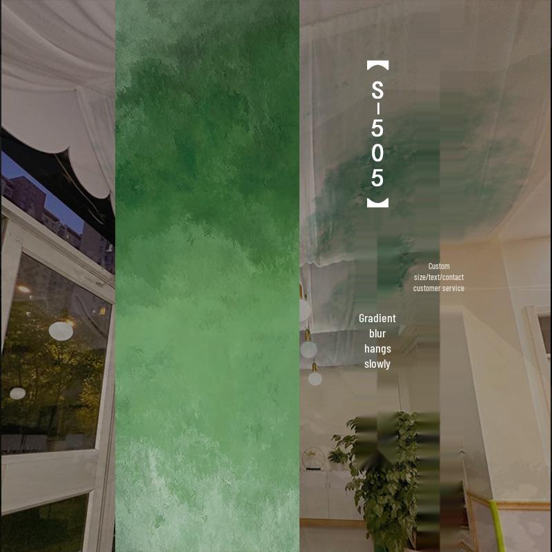 Chinese Ancient-Style Gradient Green Gauze Curtain for Ceiling Decor and Weddings