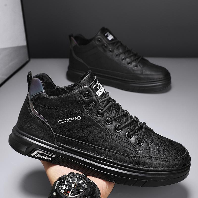 Autumn Fashion High Top Leather Casual Shoes Retro Outdoor Sport Walking Comfortable Warm Non-slip Luxury Sneakers Skate Shoes