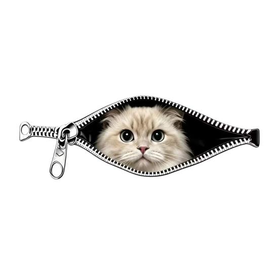 Car Stickers Zipper Cat Shape Adhesive Waterproof Scratch Cover Stickers Durable Car Decals for Cars Electric Vehicles Windows