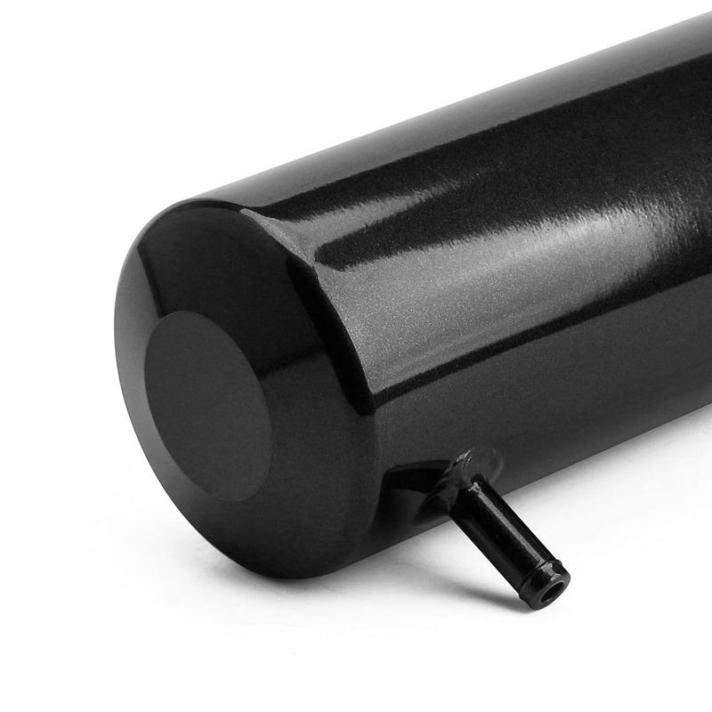 800ML Cylinder Radiator Overflow Reservoir Coolant Tank Universal Can Black Silver BX101142