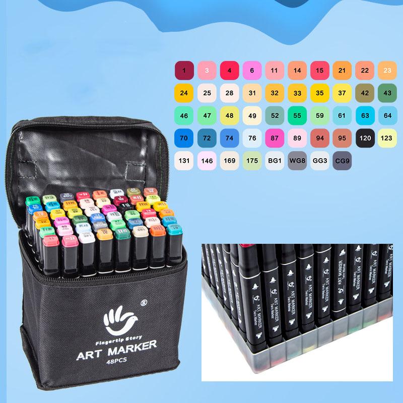 48/80 Colors Alcohol Based Marker Pen Set Dual Tip Double Head Black Barrel Drawing Painting for Kids School Supplies Design