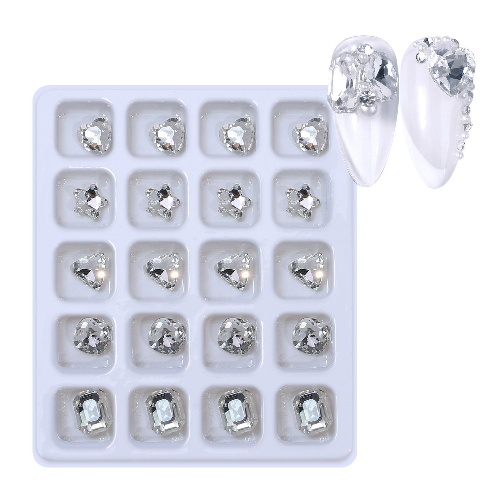 

20 шт. 3D смоляные украшения для ногтей, стразы, подвески, смешанные блестящие украшения для ногтей, хрустальные камни, подвеска, маникюрные украшения для ногтей, бриллианты прозрачный