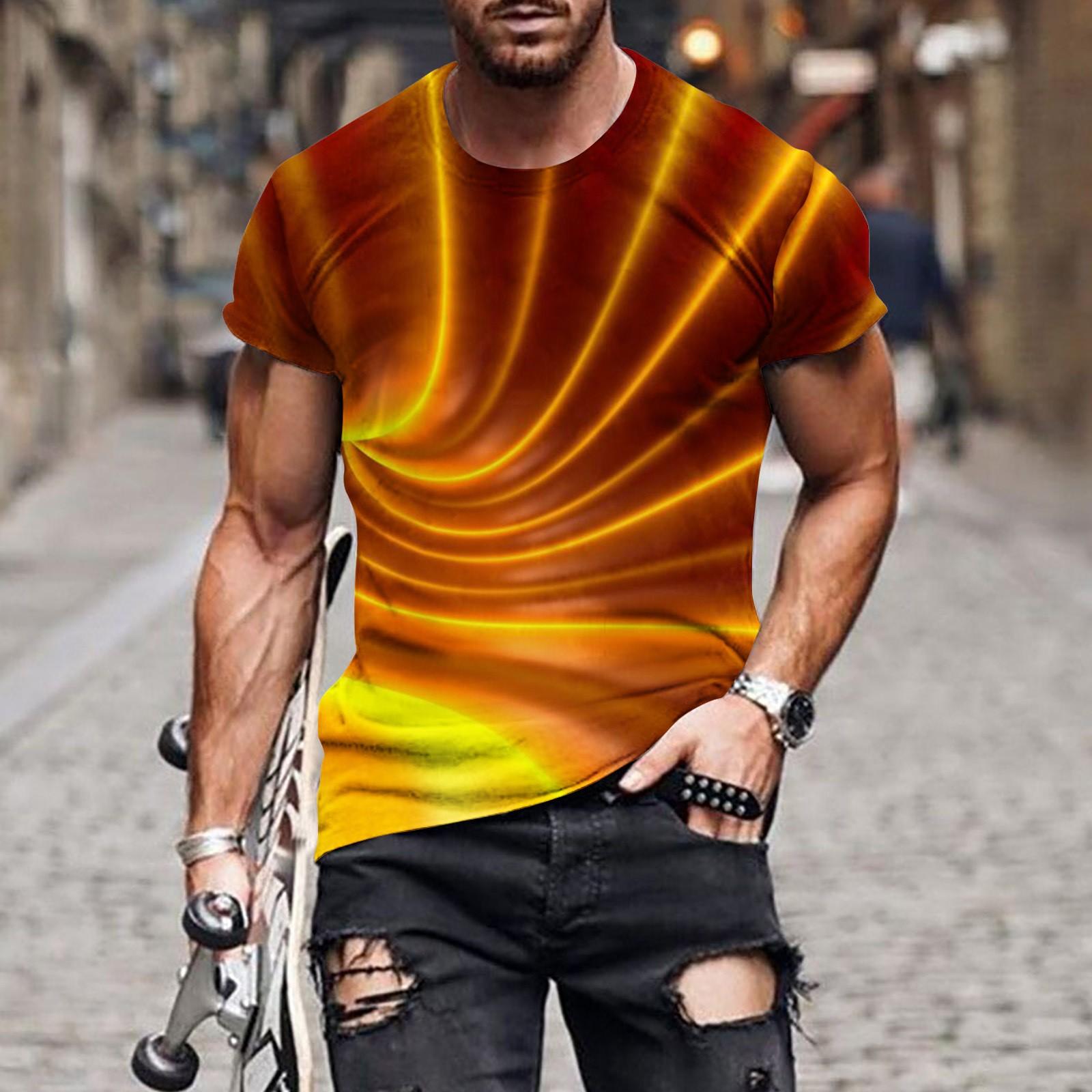 

Европейская и американская повседневная футболка с короткими рукавами и круглым вырезом в красочном стиле с принтом XL оранжевый