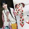 French green small long narrow silk scarf women's spring and autumn pointed corner tied bag ribbon braided hair band headgear scarf streamer belt