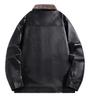 Herren Lederjacke mit dickem Fleece-Futter, Herbst/Winter 2025, Leichter Business Casual Mantel mit Karreekragen, Modisch & Vielseitig.