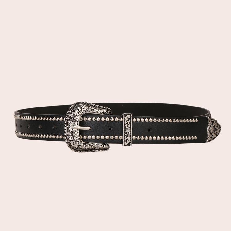 Punk Style Trend Willow Nail Belt Women'S Personality Simple High-End Decorative Belt Jeans Belt