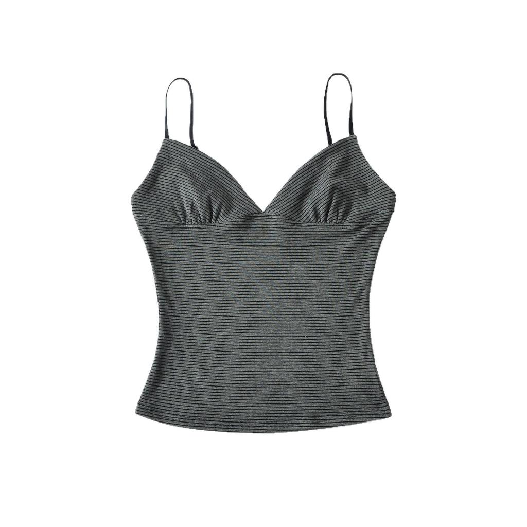 Women's Summer Three-Color Striped Camisole - Slim Fit, Stylish Back, Trendy American Style, Knitted Design