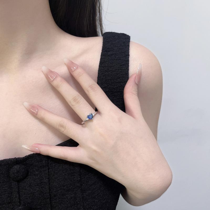 

Lkn Inlaid Carat Emerald Water Drop Pear-Shaped Open Ring, Exquisite Slim Ring No. 10 темно-синий