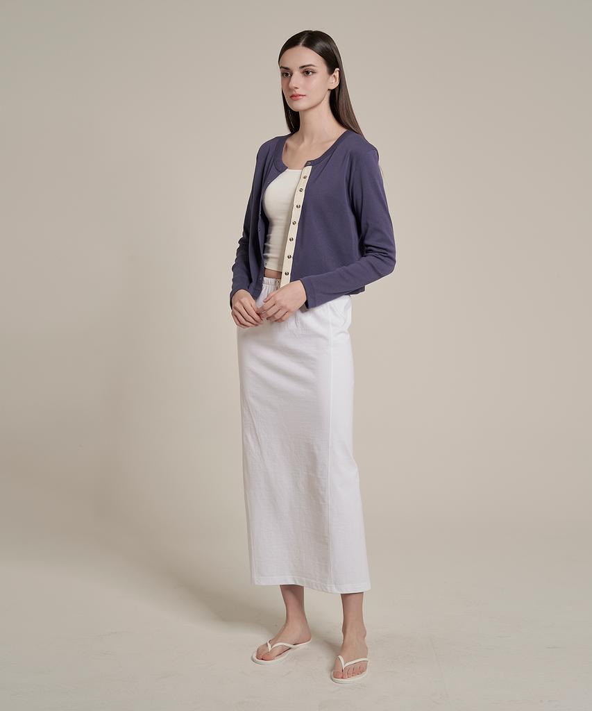 Iteoneolmomeonteu Solid Washed Long Skirt _ White