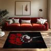 NEVER GIVE UP Motivational Rug, Red Fist Black Carpet for Living Room, Soft Non-Slip Sofa Mat with Inspirational Decor