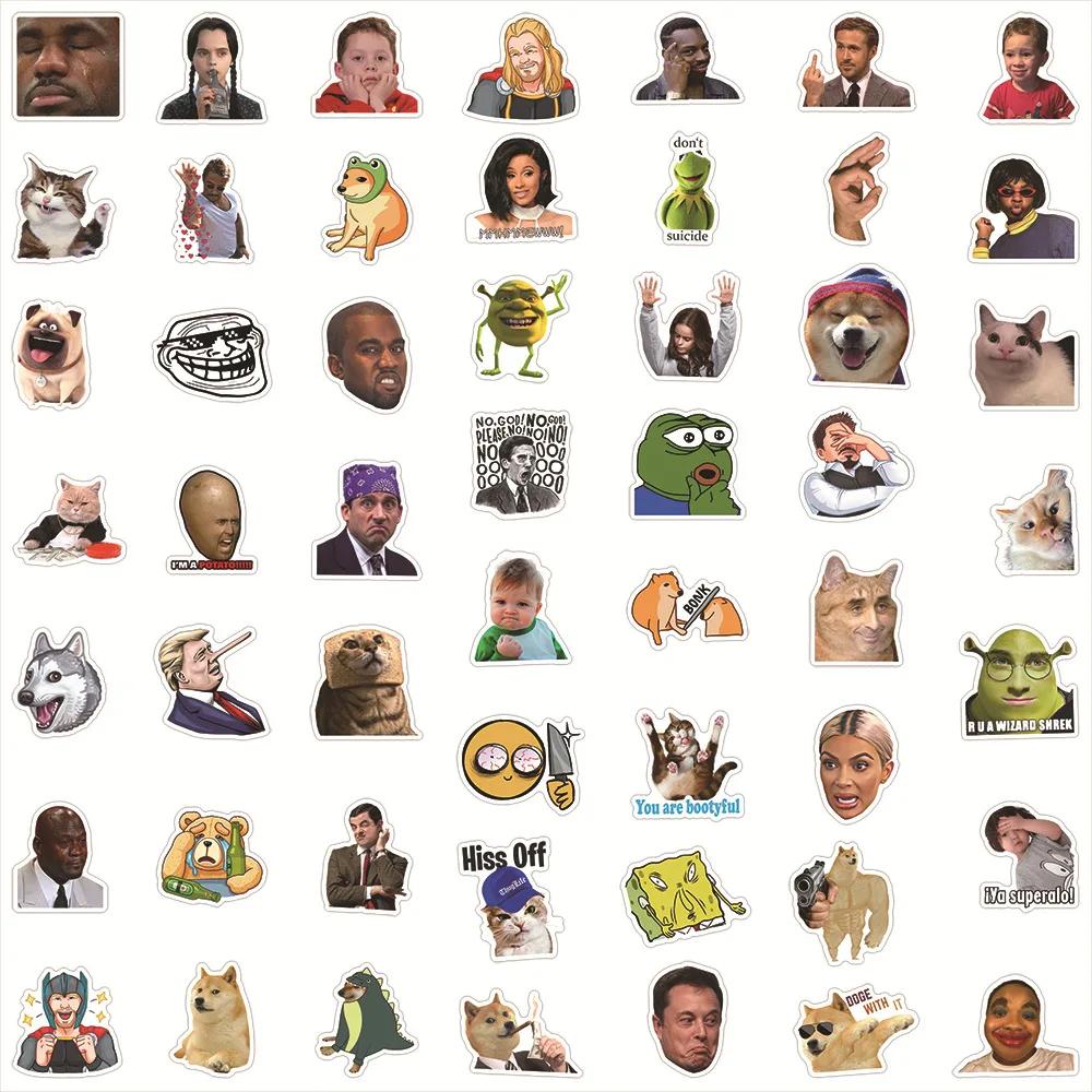 50Pcs Meme Funny Stickers Graffiti Decal Waterproof Diy Notebook Stationery Fridge Luggage Joke Sticker Toy Gift