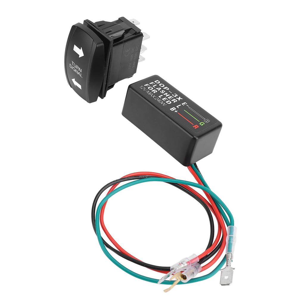 DC12 24V Turn Signal Rocker Switch with Flasher Green LED for ATV UTV RV Vehicle Off Road Pickup Tractor Boat Motorcycle