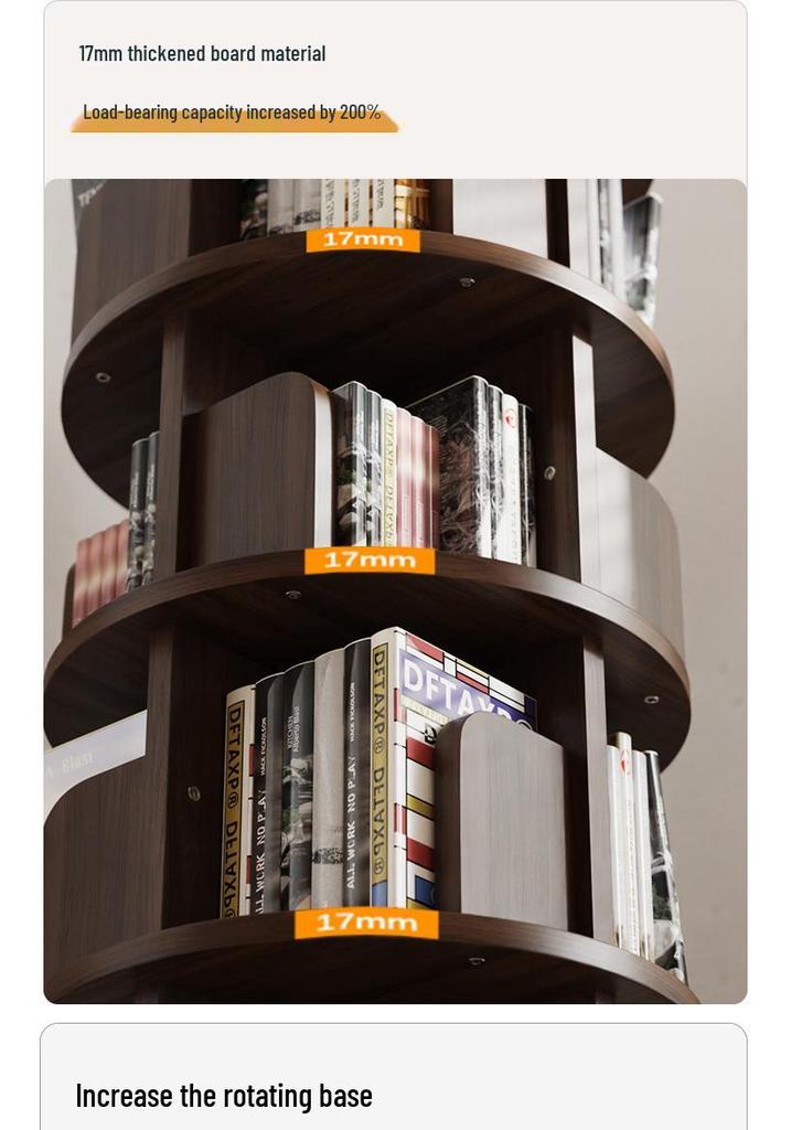 360° Rotating Solid Wood Bookshelf for Children's Room