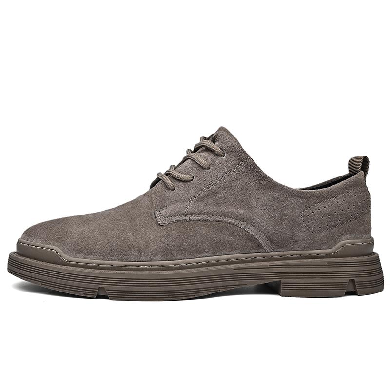 Fashion Retro Genuine Leather Men Shoes Casual Non Slip Wear Resistant Suede Daily Business Shoe Hot Sale Round Toe Low Top British Styl
