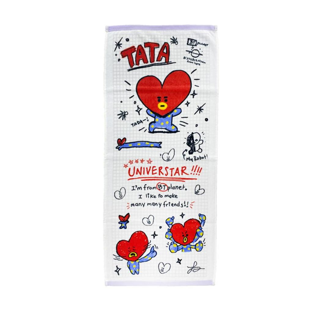 Marushin Face Towel BT21 Colour Sketch_TATA Character 100% cotton, antibacterial, deodorant. 5785019400