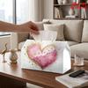 1pc Pink Watercolor Tissue Box with Heart - Reusable Suitable for Kitchen, Bathroom, Car Tissue Holder, Decorative Storage Box with Tissue Dispenser, 