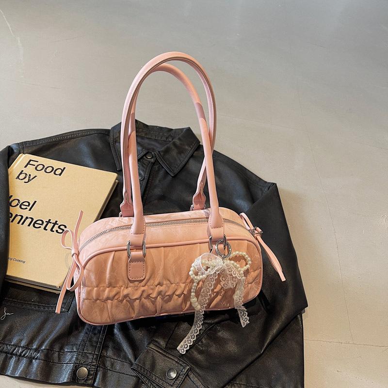 Bag Women's Underarm Commuter Bag 2025 Spring New Niche Folded Portable Bowling Bag Versatile Shoulder Bag