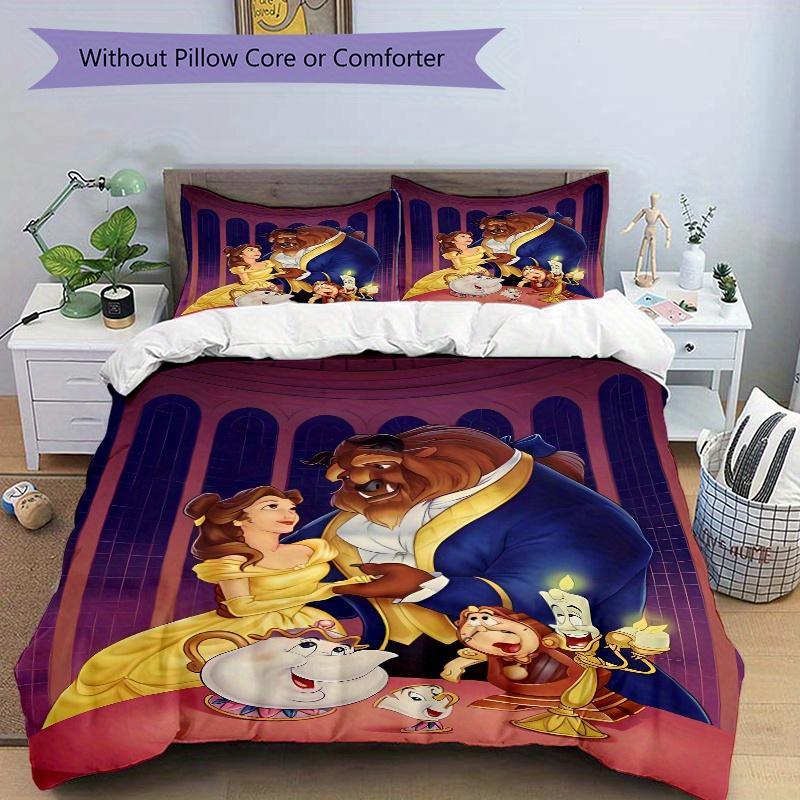 3pcs Beauty and the Beast Quilt Set - Soft and Comfortable Bedroom, Guest Room and Dorm Decor Bedding Set 1 Quilt Cover + 2 Pillowcases.B008