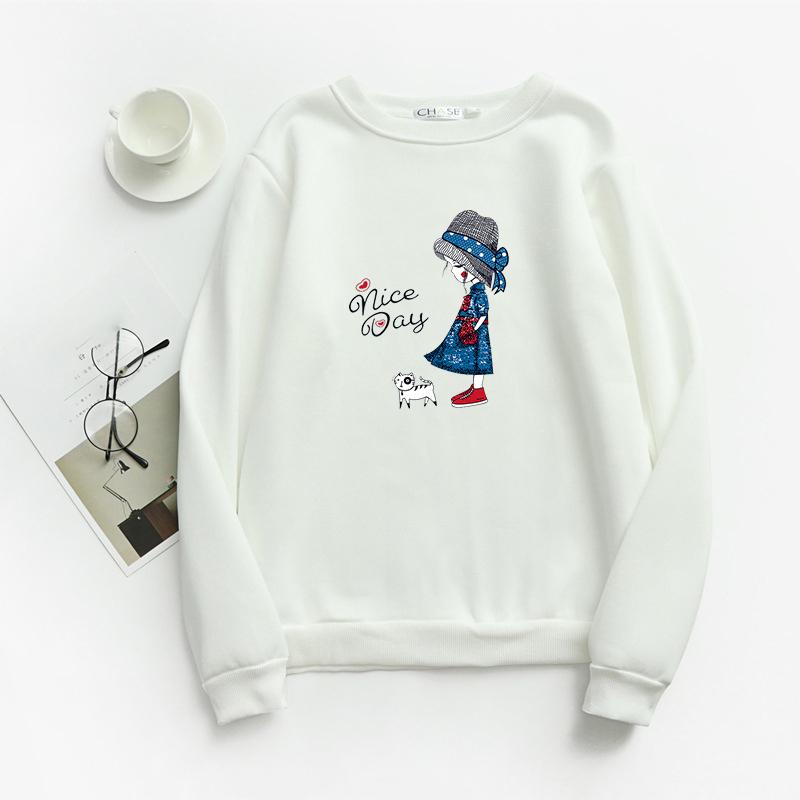 TWINFLAMES Новая толстовка с капюшоном для женщин, свободный свитшот с длинным рукавом, с принтом и воротником O, свободный повседневный джемпер с длинным рукавом M белый