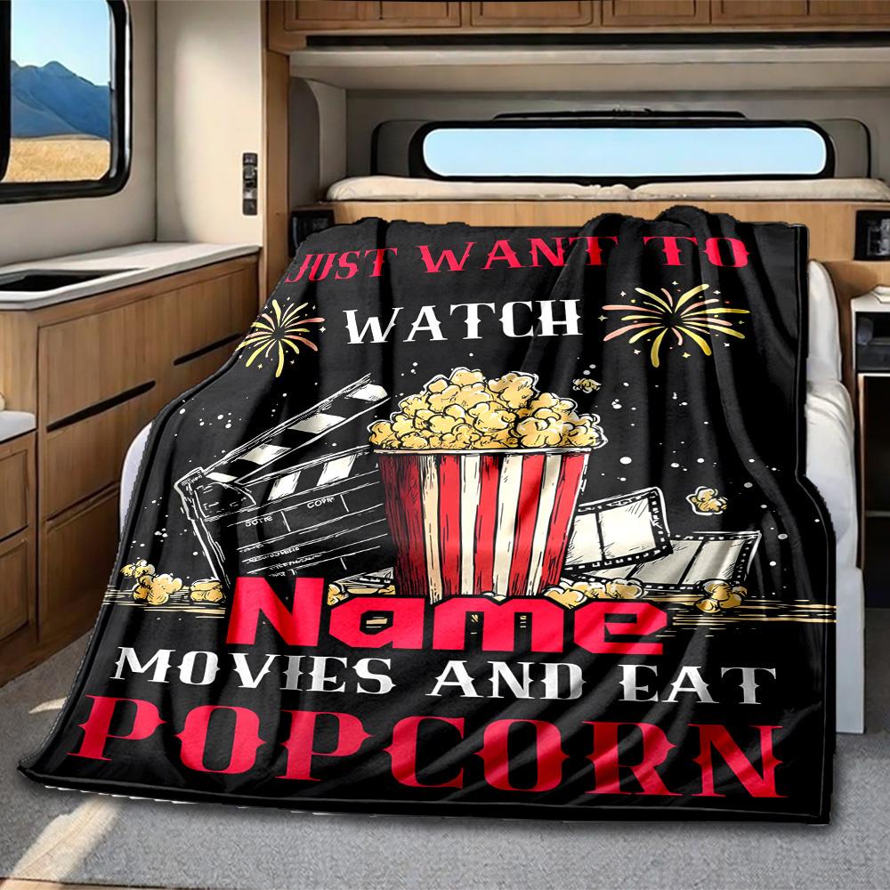 Movie Night Customize Your Name Rv Blanket Comfortable Soft Lightweight Perfect For Travel Camping Picnics Sofas Rvs Beds Living Rooms Gifts For